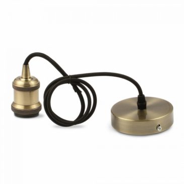 Κρεμαστό Φωτιστικό V-TAC Μεταλλικό Brass Bronze με Υφασμάτινο Καλώδιο και ντουί Ε27(3842)