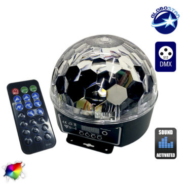 Ασύρματη RGB Disco Μπάλα DMX LED με Χειριστήριο GloboStar 47723