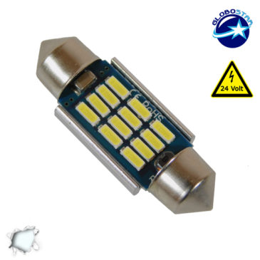Σωληνωτός LED 36mm Can Bus με 12 SMD 4014 Samsung Chip 24 Volt Ψυχρό Λευκό GloboStar 50176