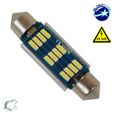 Σωληνωτός LED 42mm Can Bus με 12 SMD 4014 Samsung Chip 24 Volt Ψυχρό Λευκό GloboStar 50178