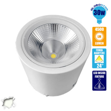 LED Φωτιστικό Spot οροφής Down Light 30 Watt Λευκό Ημέρας GloboStar 93004