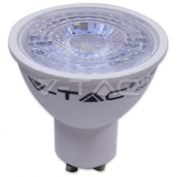 LED VTAC GU10 7W SMD Plastic Lens 38° Dimmable 550lm Θερμό Λευκό (1666)