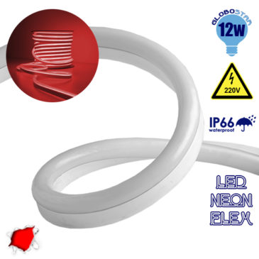 NEON FLEX LED Λευκή 1m 12W/m 230V 120 SMD/m 2835 SMD 450lm/m 120° Αδιάβροχη IP66 Κόκκινο Dimmable GloboStar 22503